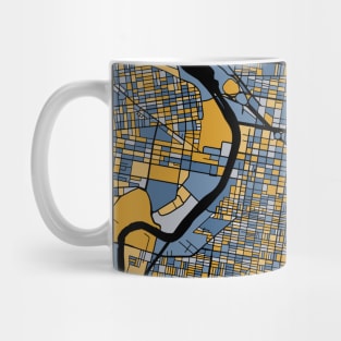 Philadelphia Map Pattern in Blue & Gold Mug